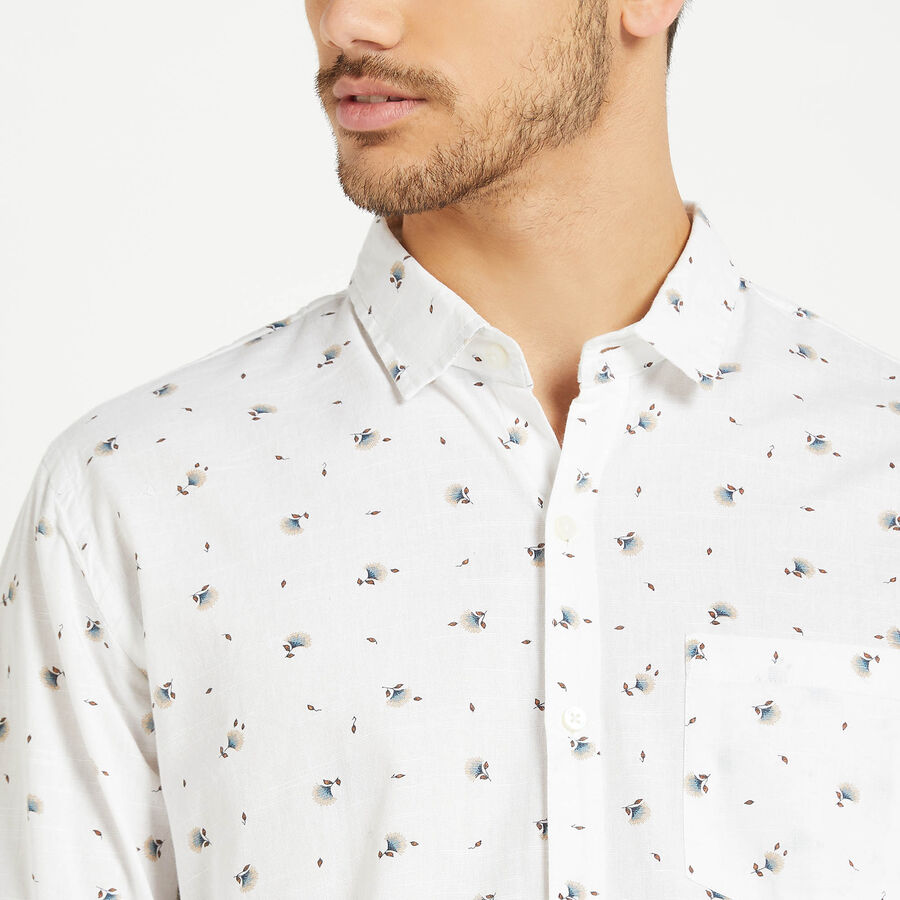 Cotton Printed Casual Shirt, White, large image number null