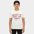 Boys' Half Sleeves T-Shirt, Off White, small
