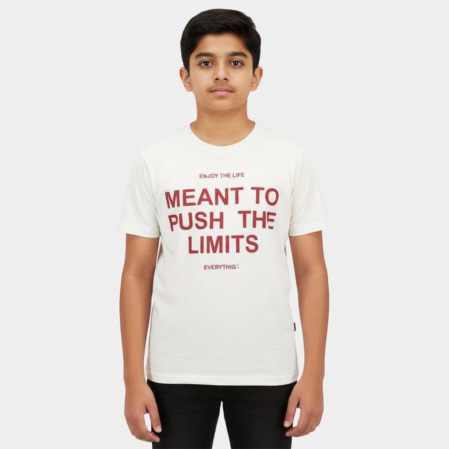 Boys' Half Sleeves T-Shirt, Off White, large