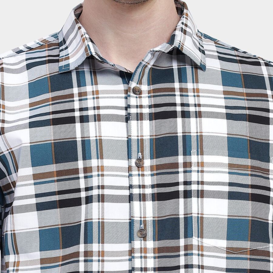 Men's 100% Cotton Casual Shirt , Teal Blue, large image number null