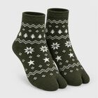 Women's Olive Green Regular Fit Printed Pack of 1 Socks, Dark Green, small