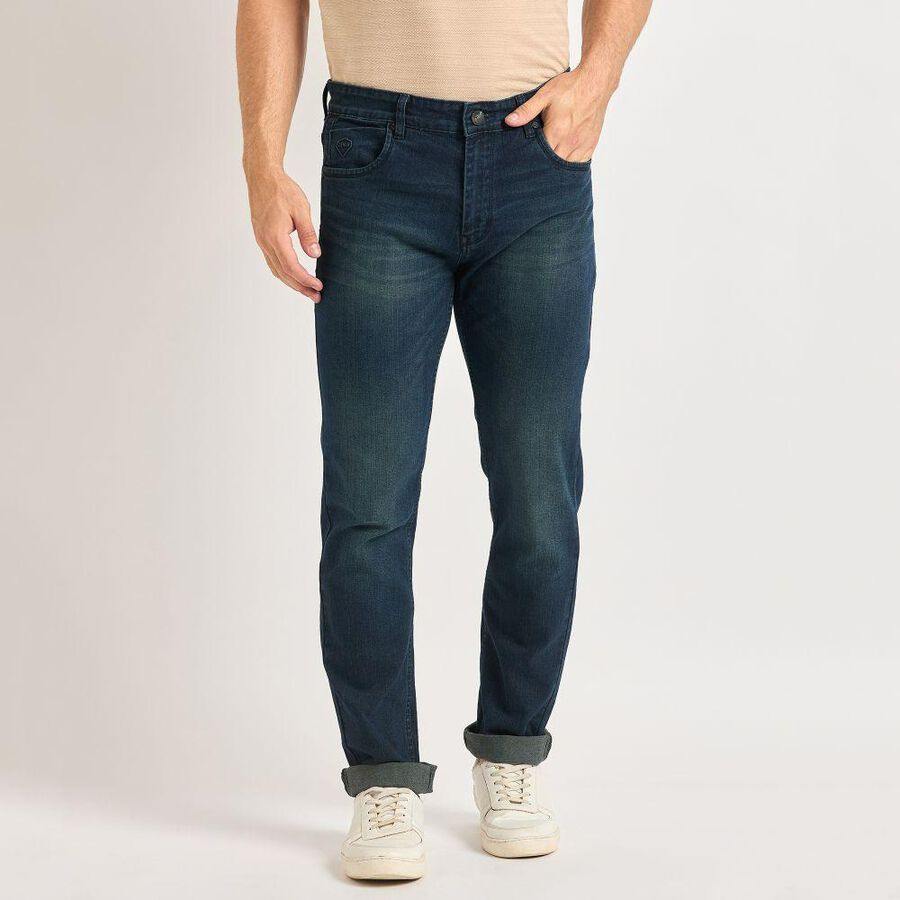 Men's Slim Fit Jeans , गहरा नीला, large image number null
