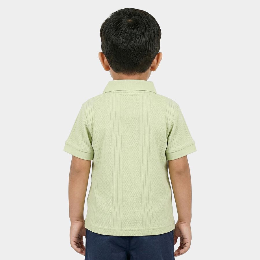 Boys Mint Green Cotton Polo Neck Casual T-Shirt, हल्का हरा, large