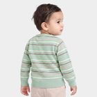 Infants Mint Green Crew Neck Striped Pullover, हल्का हरा, small