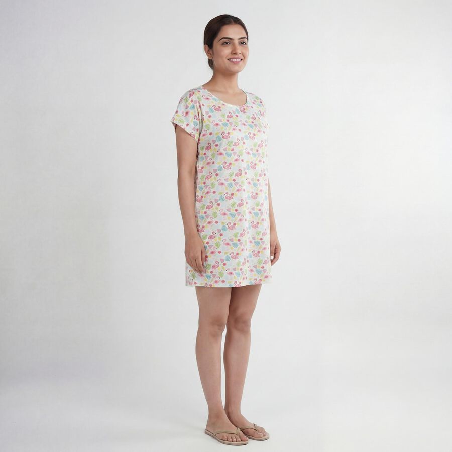 Women's White Sleeveless Casual Nighty, White, large