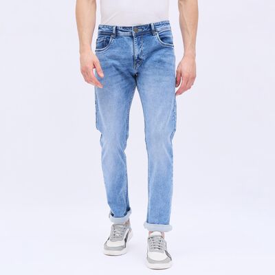 Men's Light Blue Slim Fit Five-Pocket Jeans