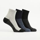 Men's Melange Light Grey Regular Fit Textured Pack of 3 Socks, मिश्रित हल्का ग्रे, small
