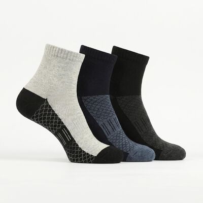 Men's Melange Light Grey Regular Fit Textured Pack of 3 Socks