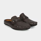 Men's Brown Slip-On Mule Sandals, भूरा, small