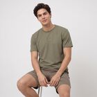 Men's Olive Green Round Neck Regular T-Shirt, Olive, small