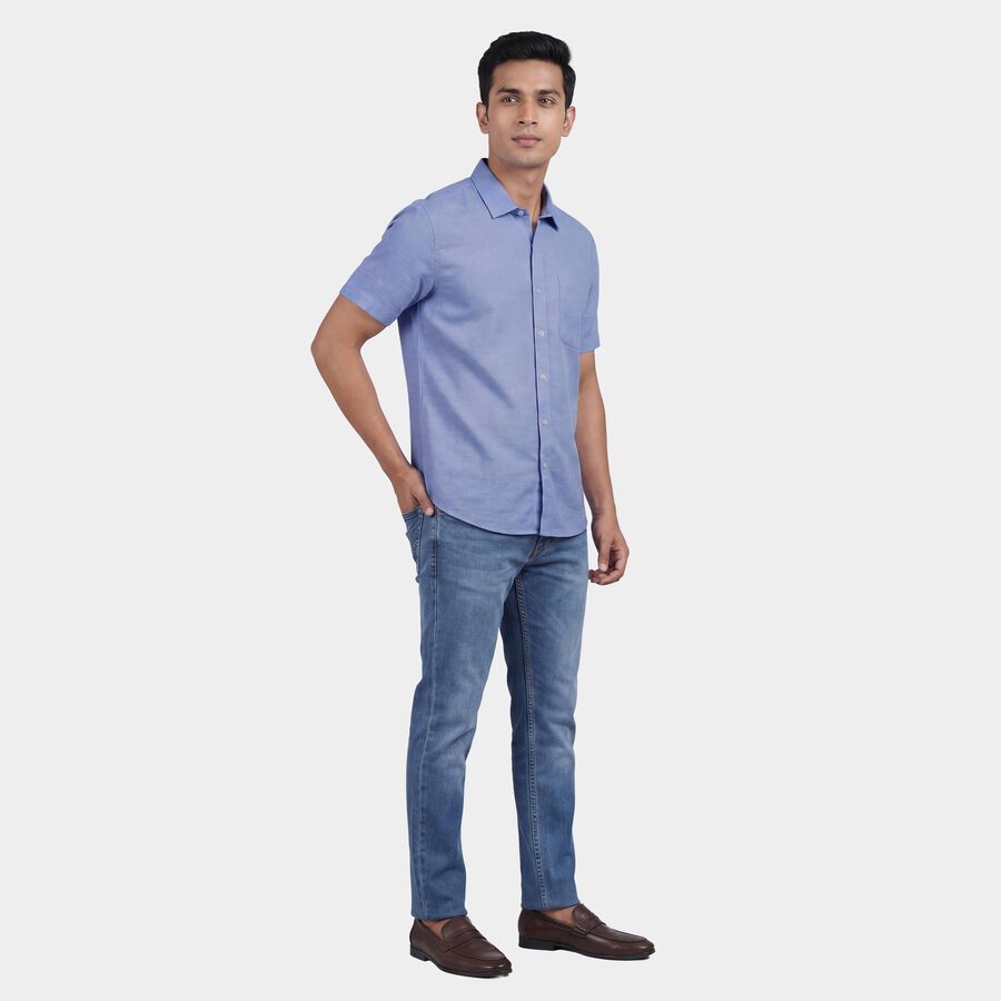 Men's Light Blue Classic Collar Casual Shirt, हल्का नीला, large