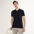 Men's Deep Midnight Navy Blue Polo Neck Casual T-Shirt, नेवी ब्लू, small