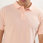 Men's Light Pink Polo Neck Casual T-Shirt, Pink, small