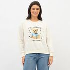 Women's Off-White Crew Neck Casual Sweatshirt, ऑफ व्हाइट, small image number null