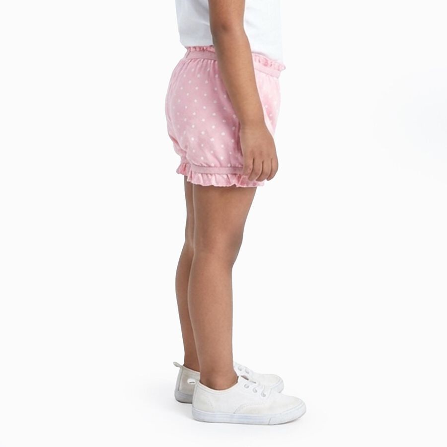 Girls' Soft Pink Relaxed Fit Star Print Ruffle Bloomers, Pink, large image number null