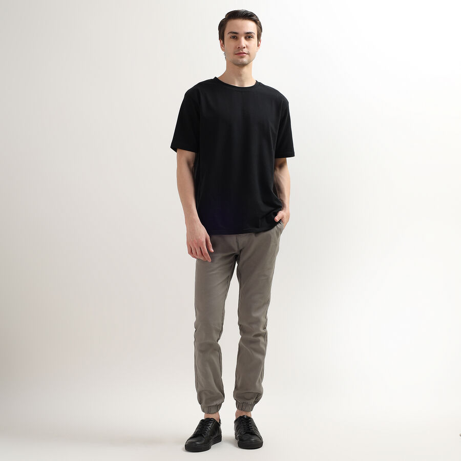 Men's 100% Cotton Slim Fit Casual Trousers, हल्का ग्रे, large image number null