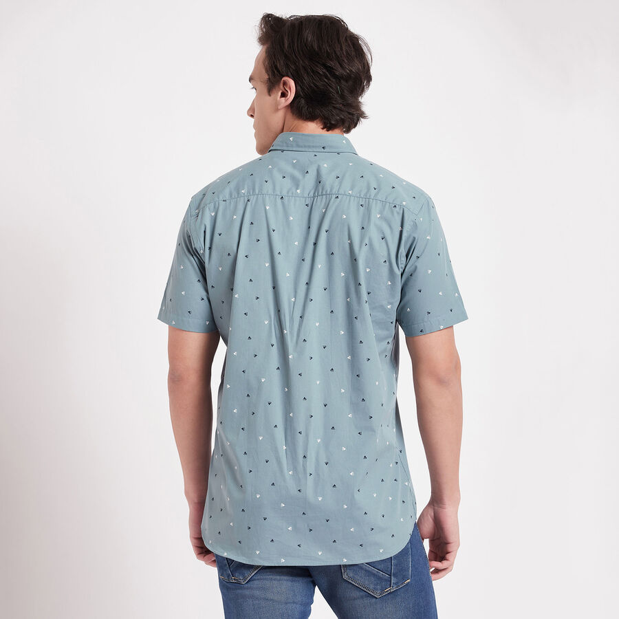 Cotton Printed Casual Shirt, Mid Blue, large image number null