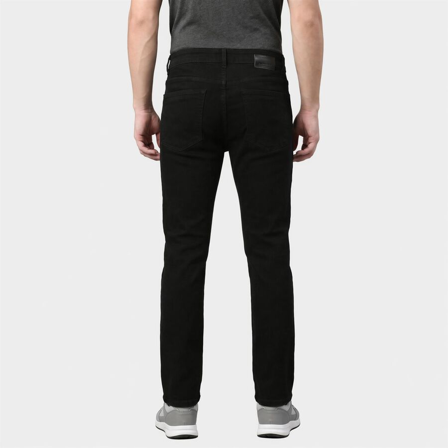 Men's Black Slim Fit Solid Jeans, काला, large