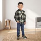 Boys Olive Green Cotton Long Sleeve Collared Shirt, Olive, small