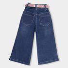 Girls' Stonewashed Blue Flared Fit Embroidered Jeans, Mid Blue, small image number null