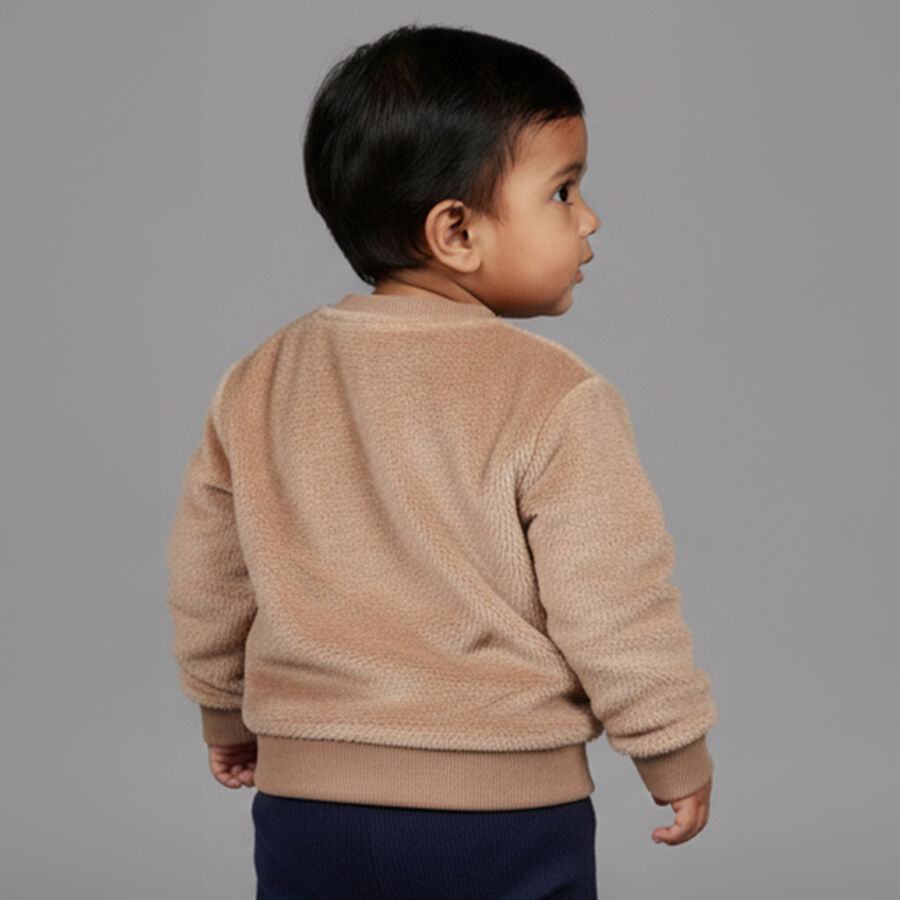 Infants Light Beige Crew Neck Casual Sweatshirt, गहरा पीला, large image number null