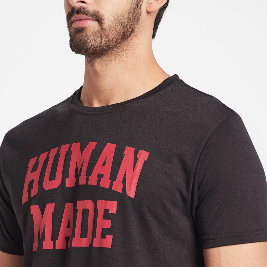 Round Neck T-Shirt, Black, large image number null