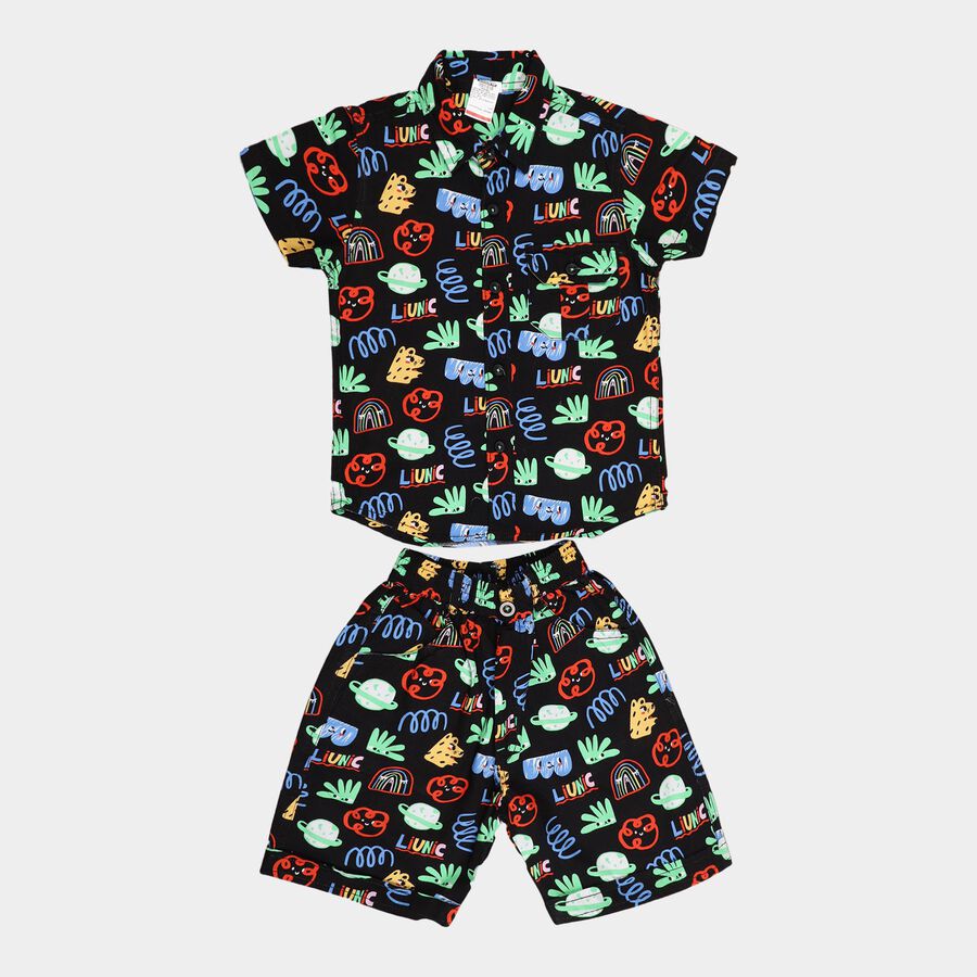 Boys Cotton Baba Suit, Black, large image number null