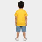 Boys' Yellow 100% Cotton Round Neck Graphic Print Baba Suit, मस्टर्ड, small