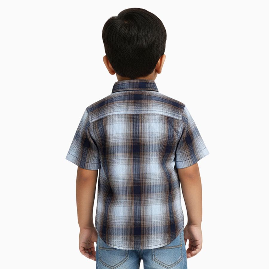 Boys Navy Blue Cotton Half Sleeve Classic Casual Shirt, Navy Blue, large image number null