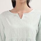 Women's Green Notch Neck Floral Printed Kurti, Light Green, small