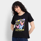 Cotton Round Neck T-Shirt, काला, small image number null