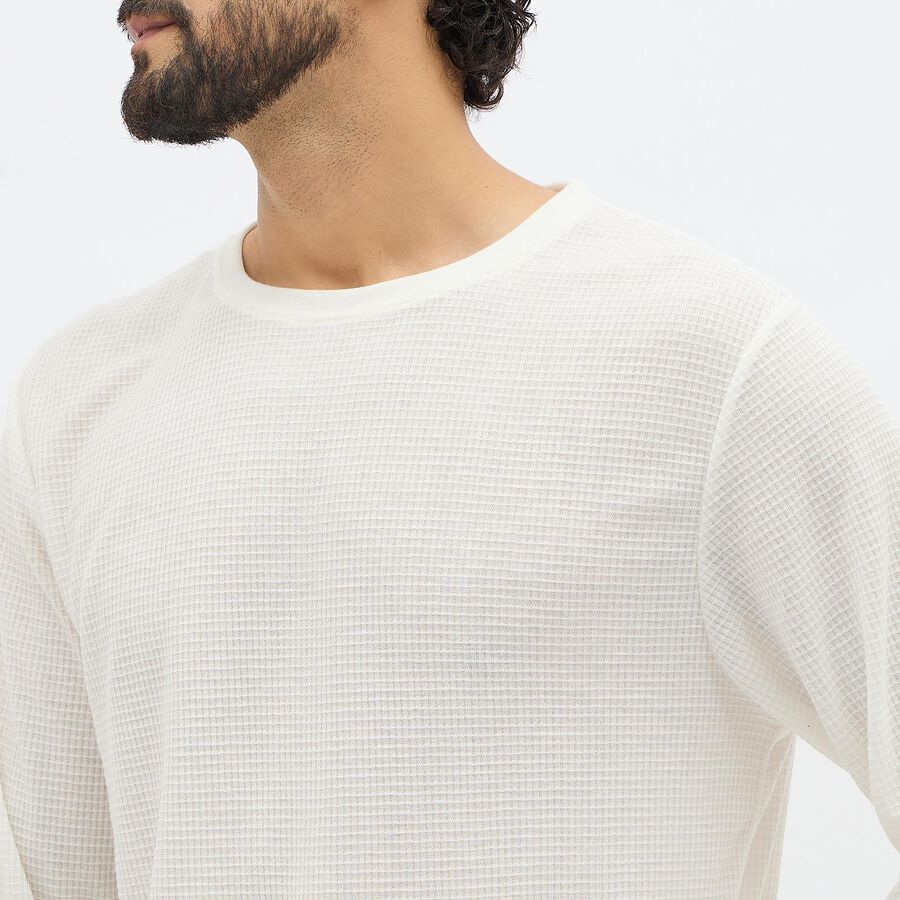 Men's Snow White Crew Neck Casual T-Shirt, White, large image number null