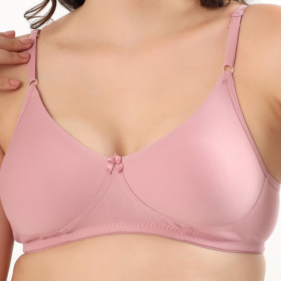 Women's Soft Pink Cotton Wire-Free Everyday Bra, Light Pink, large