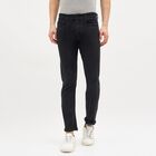 Men's Jet Black Slim Fit Stretchable Jeans, Dark Grey, small