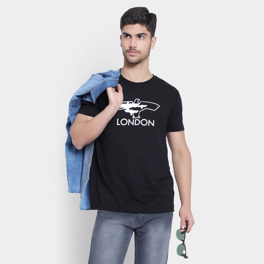 Round Neck T-Shirt, Black, large image number null