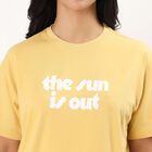 Women's Yellow Round Neck Casual T-Shirt, Yellow, small