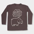 Boys Charcoal Cotton Blend Crew Neck Casual T-Shirt, चारकोल, small image number null