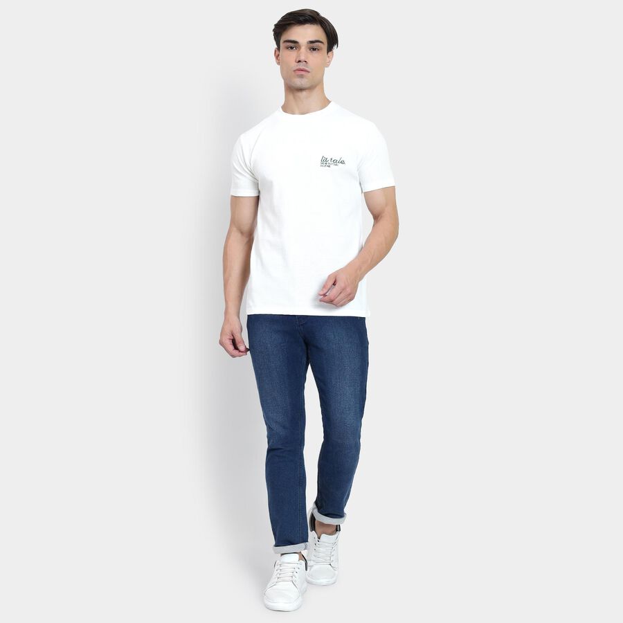 Men's 100% Cotton Round Neck Half Sleeves T-Shirt , Off White, large image number null