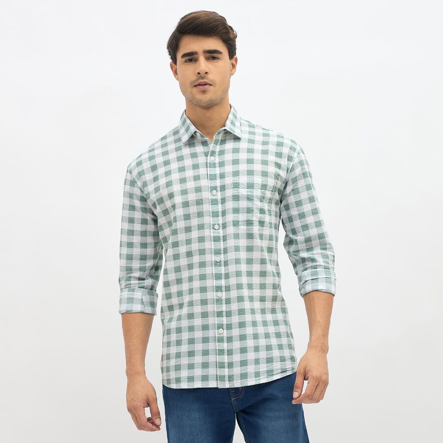 Men's Muted Olive Green Cotton Classic Casual Shirt, Olive, large image number null