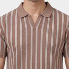 Men's Beige Polo Collar Classic T-Shirt, Beige, small