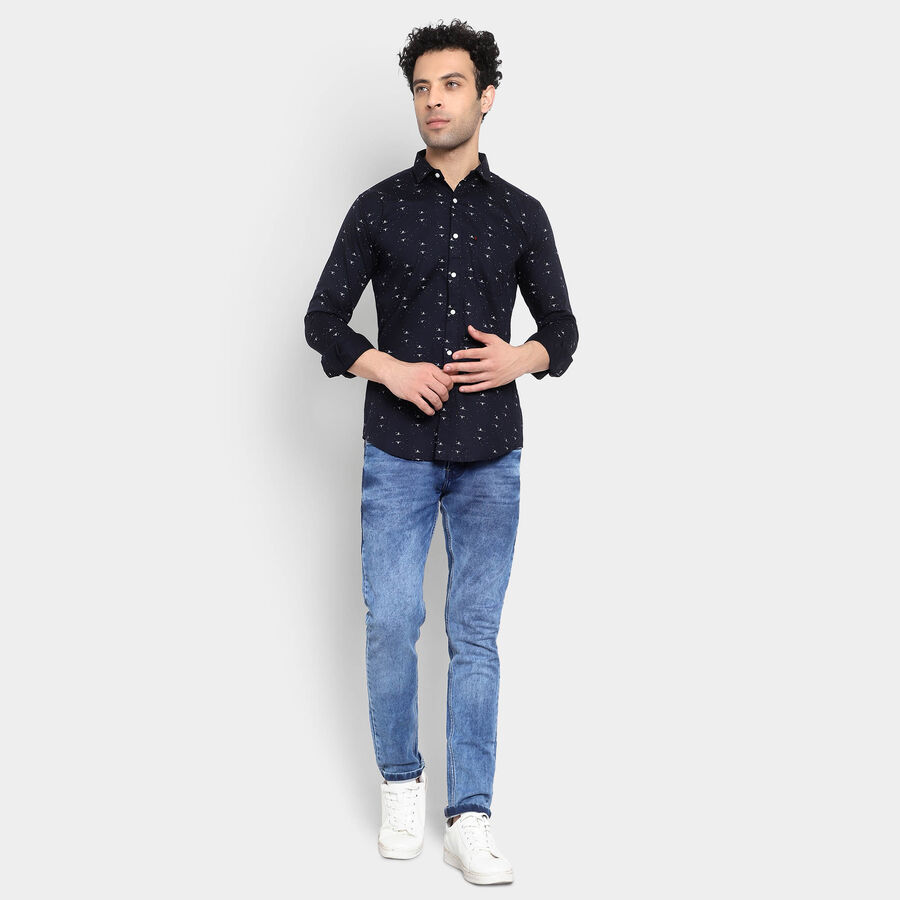 Cotton Casual Shirt, Navy Blue, large image number null