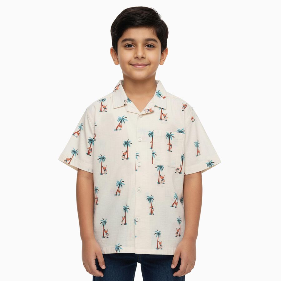 Boys' 100% Cotton Casual Shirt, Off White, large image number null