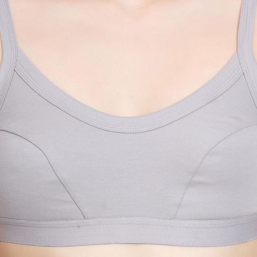 Ladies' 100% Cotton Bra , Light Grey, large image number null