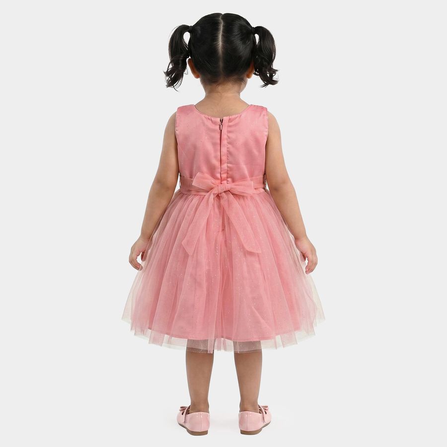 Girls' Pink Fit and Flare Lace Bodice Party Wear Frock, Light Pink, large