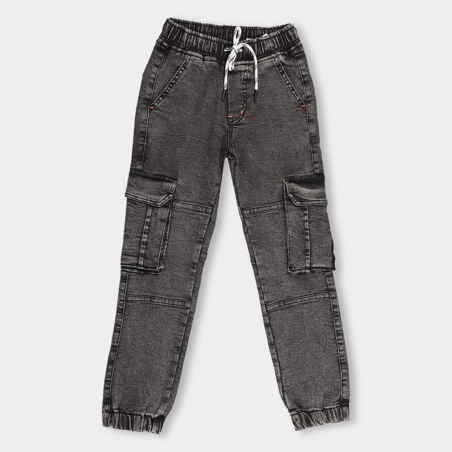 Boys' Cargo Jeans, गहरा ग्रे, large image number null