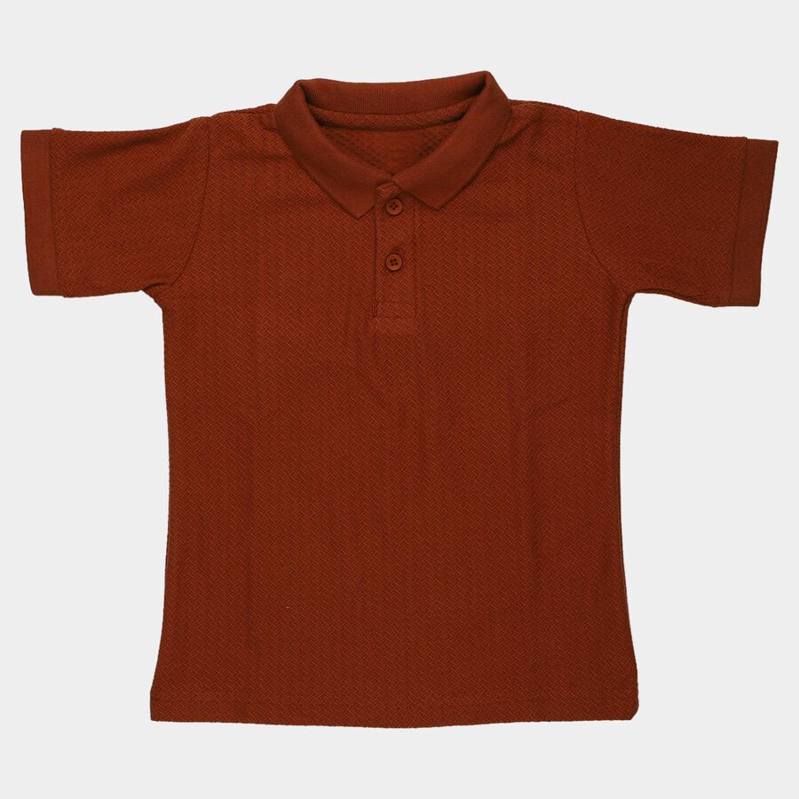 Boys Brown Polo Neck Polo T-Shirt, भूरा, large