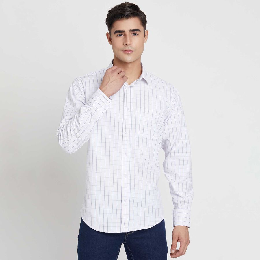 Checks Regular Collar Formal Shirt, White, large image number null