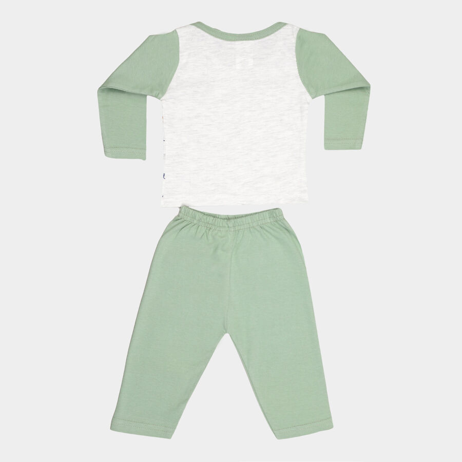 Infants Cotton Printed Baba Suit, Olive, large image number null