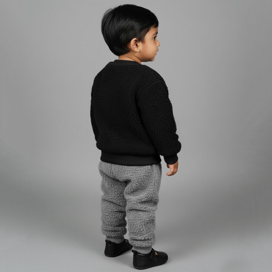 Infants' Dark Grey Round Neck Solid Baba Suit, Dark Grey, large image number null