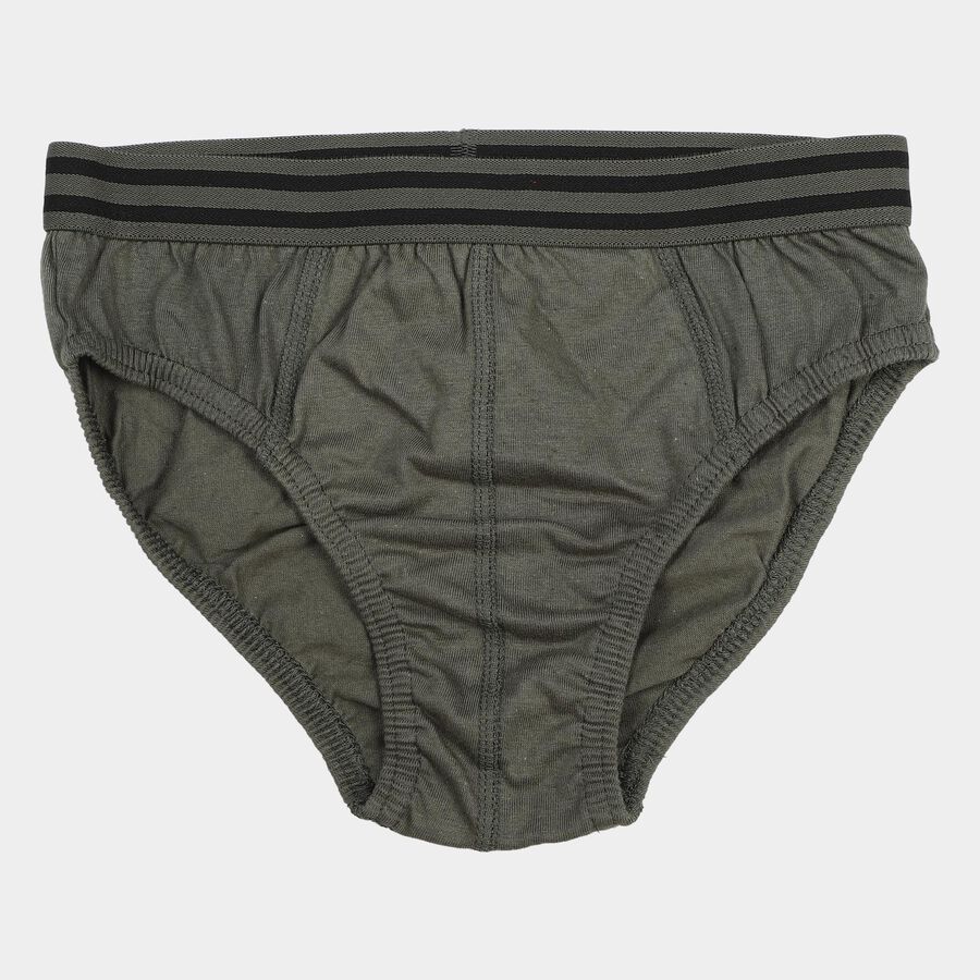 Boys Olive Green Regular Fit Briefs, ओलिव, large